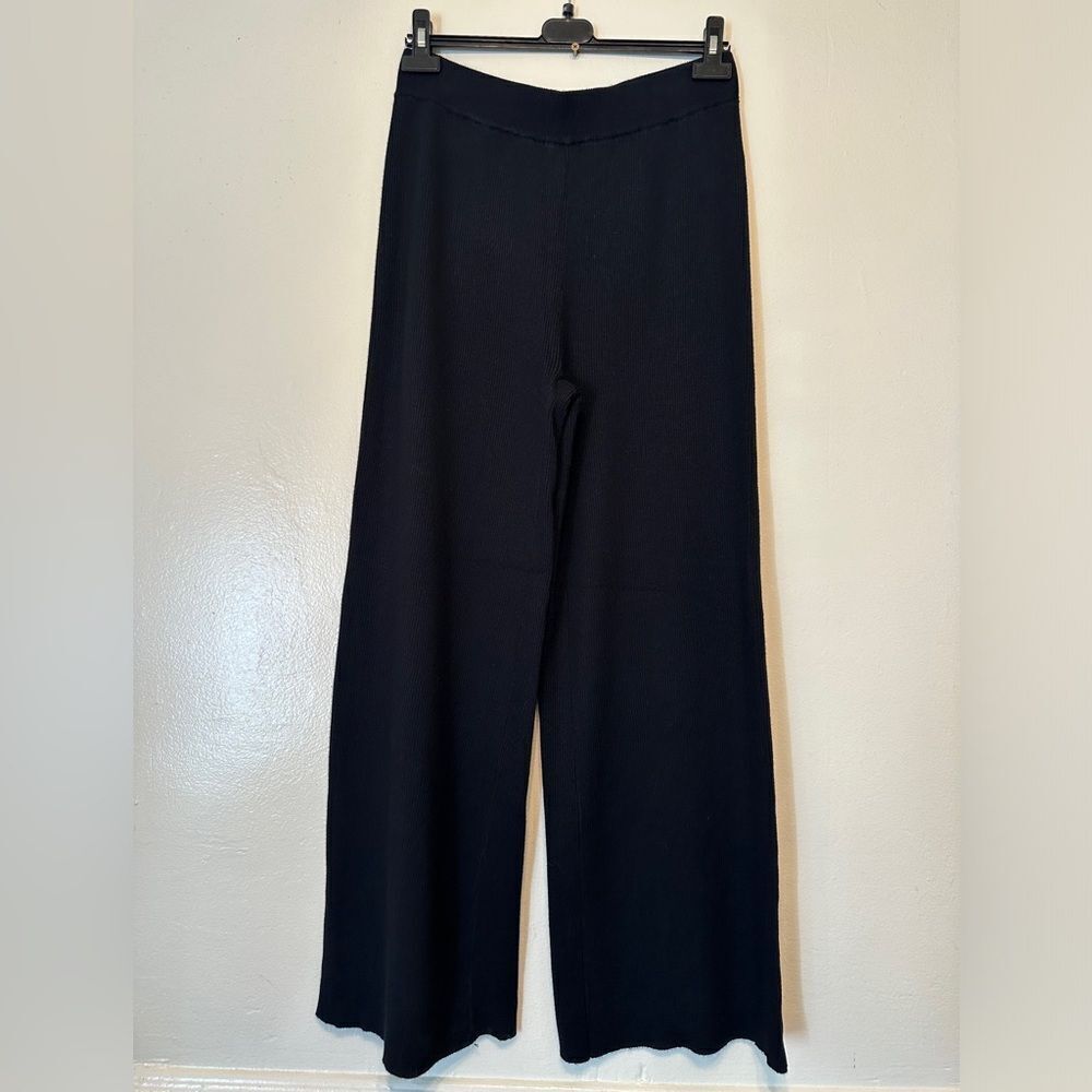 Camila Coelho women’s sweater pant trousers Black Wide-Leg Sz Medium( Tall) NWT